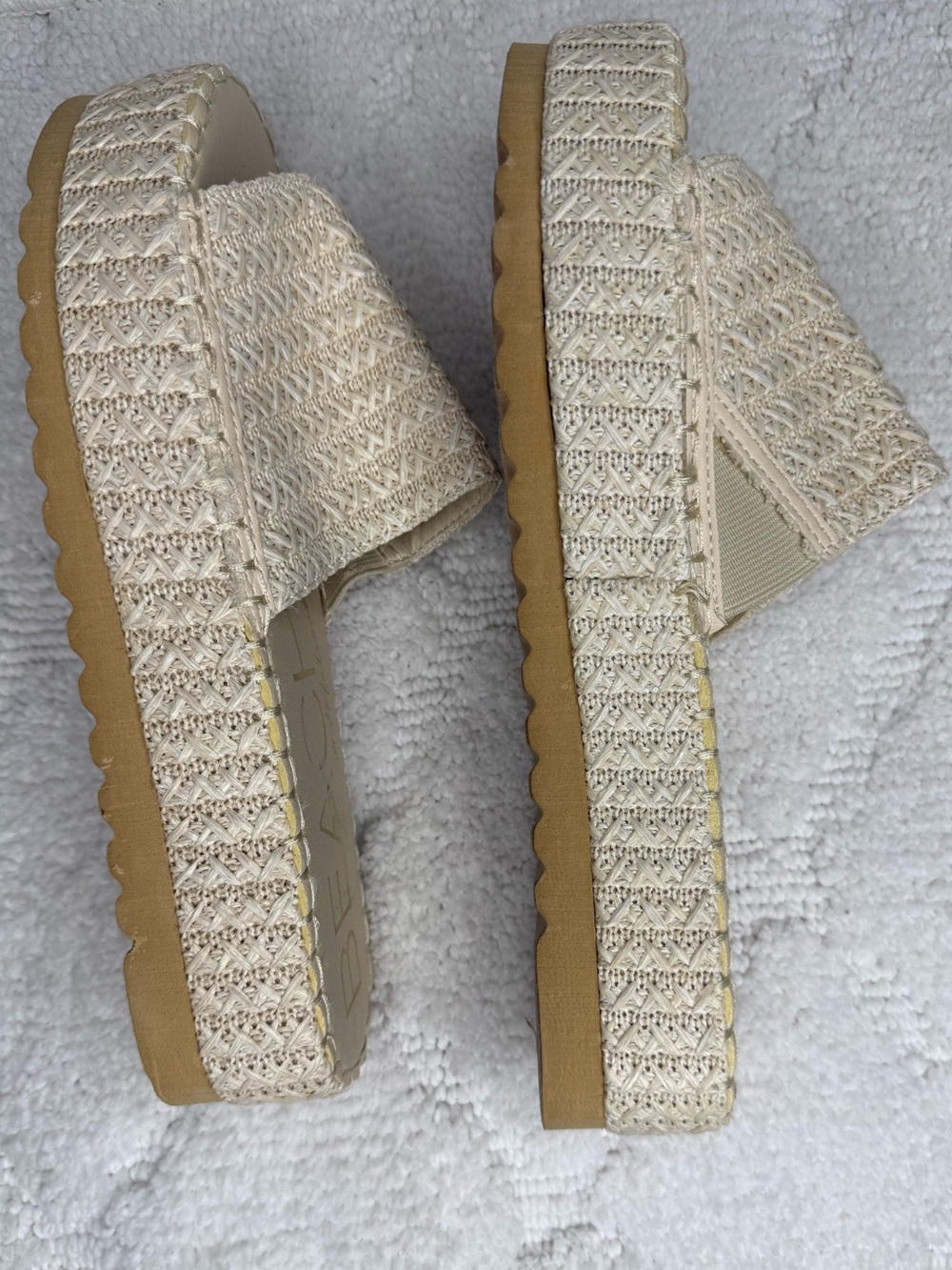 BEACH by Matisse Rey Raffia Platform Slide Sandals Size 9 - Picture 4 of 7